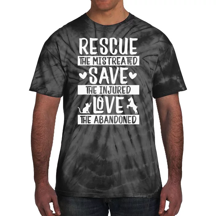 Rescue Save Love Pet Animal Rescue Gifts for Dog & Cat Lover Tie-Dye T-Shirt