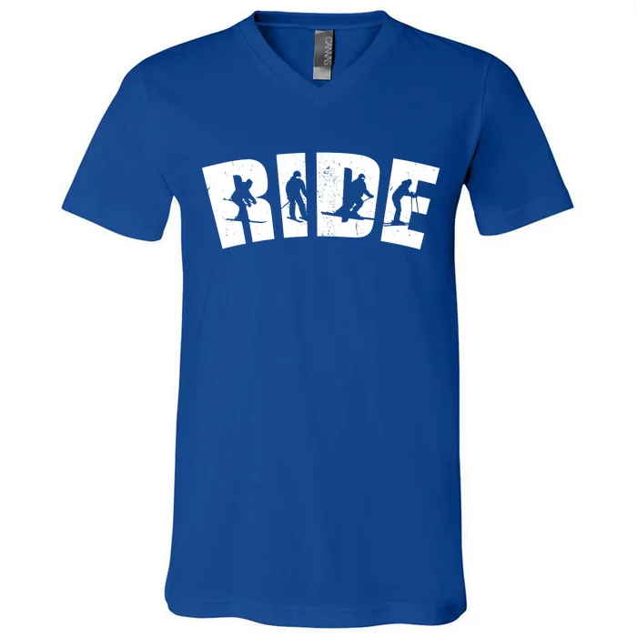 Ride Ski Lover Gift V-Neck T-Shirt