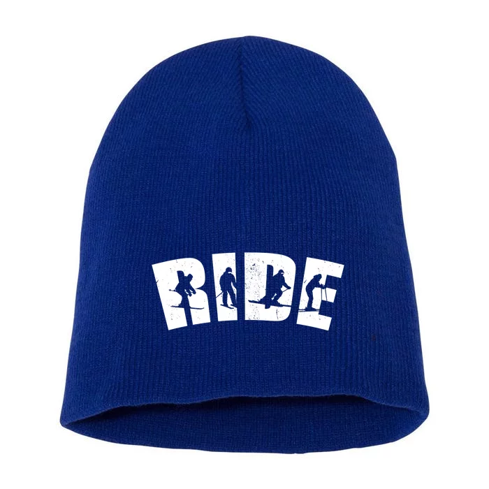 Ride Ski Lover Gift Short Acrylic Beanie