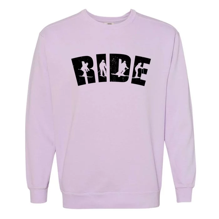 Ride Ski Lover Gift Garment-Dyed Sweatshirt