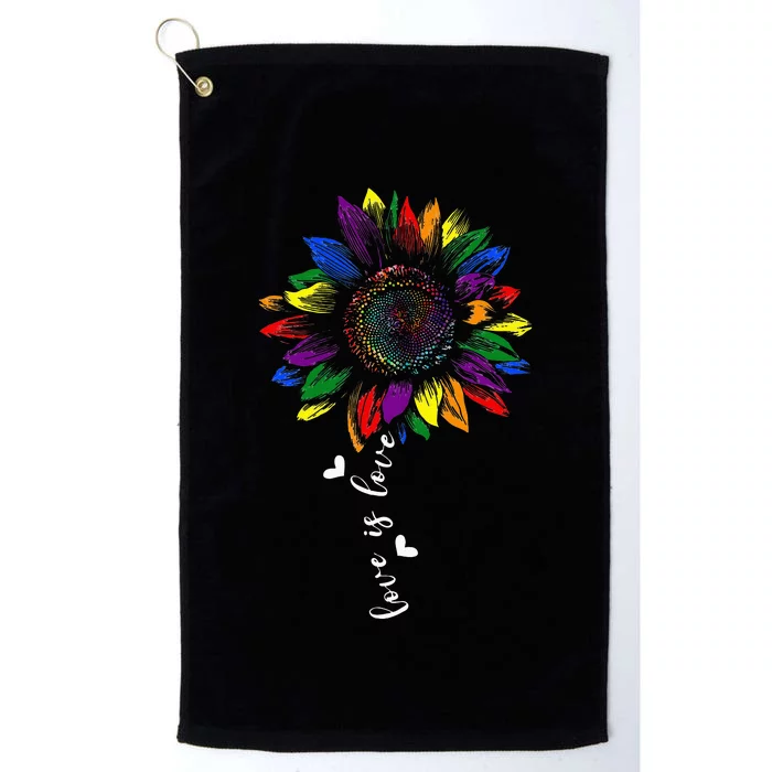 Rainbow Sunflower Love Is Love LGBT Gay Lesbian Pride Platinum Collection Golf Towel