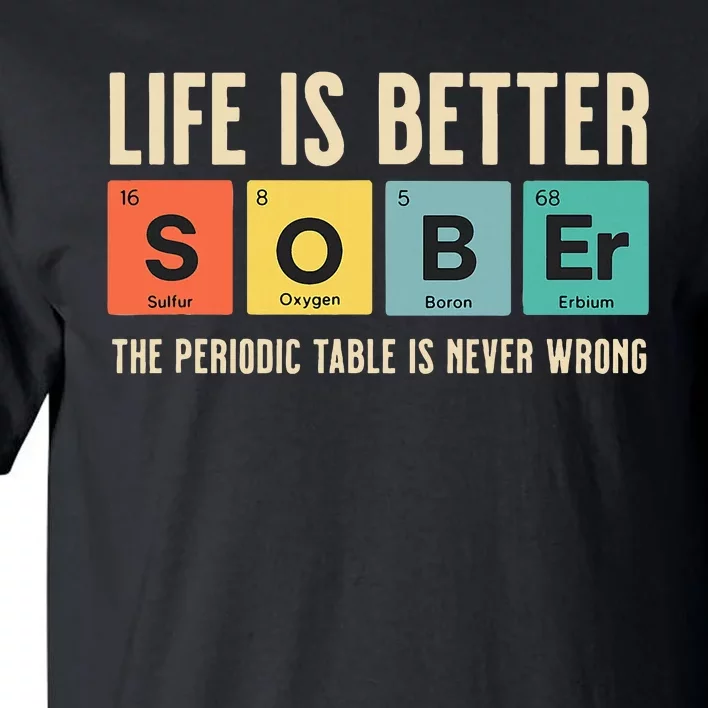 Recovery Sobriety Life Is Better Sober Periodic Table Tall T-Shirt