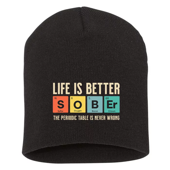 Recovery Sobriety Life Is Better Sober Periodic Table Short Acrylic Beanie