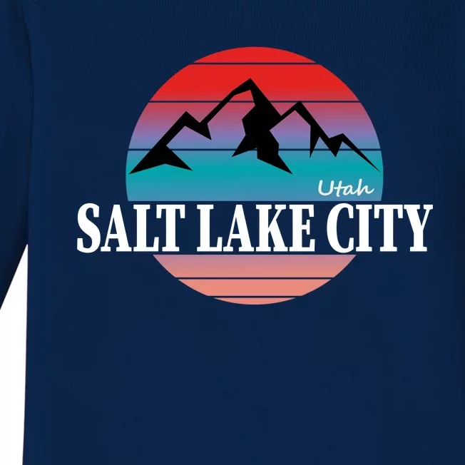 Retro Salt Lake City Utah Baby Long Sleeve Bodysuit