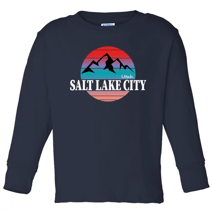 Retro Salt Lake City Utah Toddler Long Sleeve Shirt