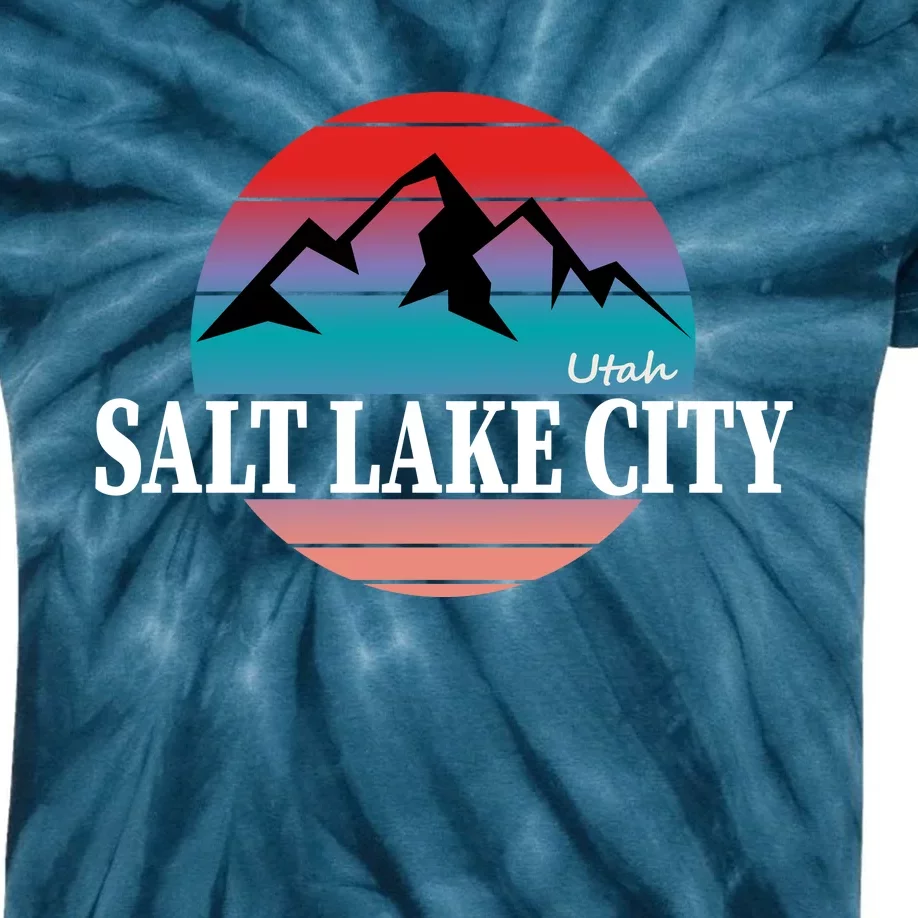 Retro Salt Lake City Utah Kids Tie-Dye T-Shirt