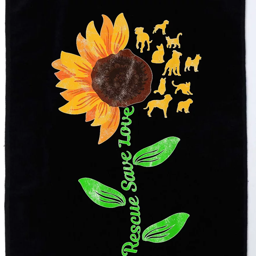 Rescue Save Love Pet Dog Puppies Slogan Sunflower Platinum Collection Golf Towel