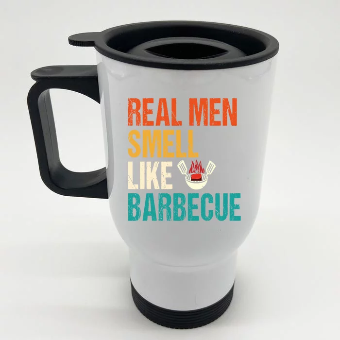 Real Smell Like Barbecue Barbecuing Grilling Bbq Vintage Gift Front & Back Stainless Steel Travel Mug