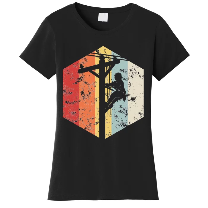 Retro style Lineman Power Pole electrician Women's T-Shirt