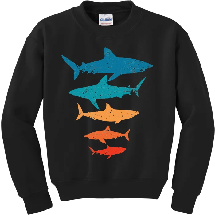 retro Shark Lover Gift Shark animal Kids Sweatshirt