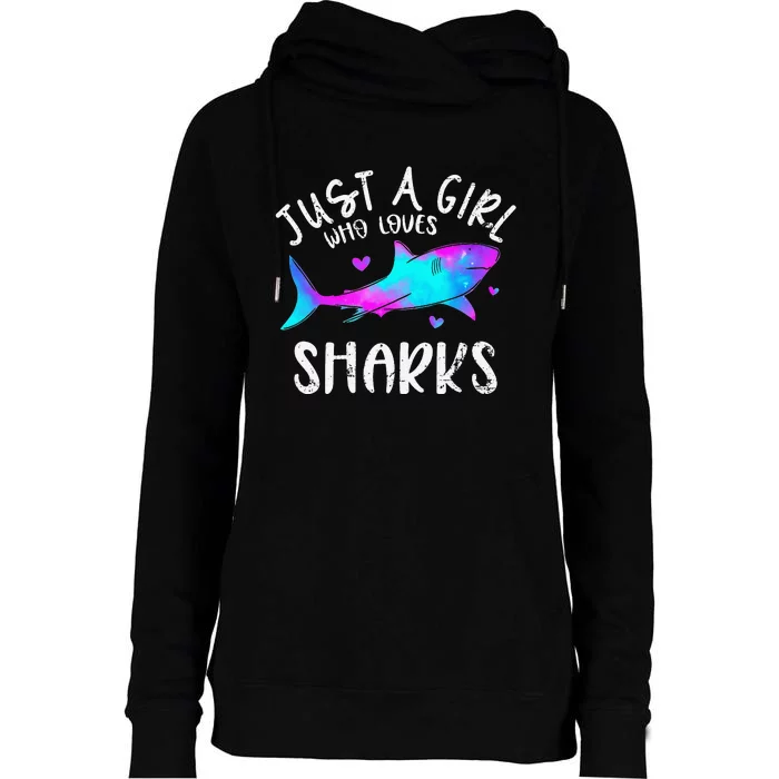 retro Shark Lover Gift Shark animal Womens Funnel Neck Pullover Hood