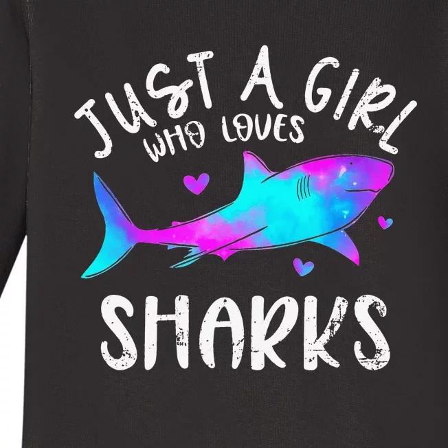 retro Shark Lover Gift Shark animal Baby Long Sleeve Bodysuit