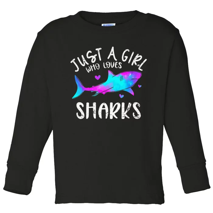 retro Shark Lover Gift Shark animal Toddler Long Sleeve Shirt