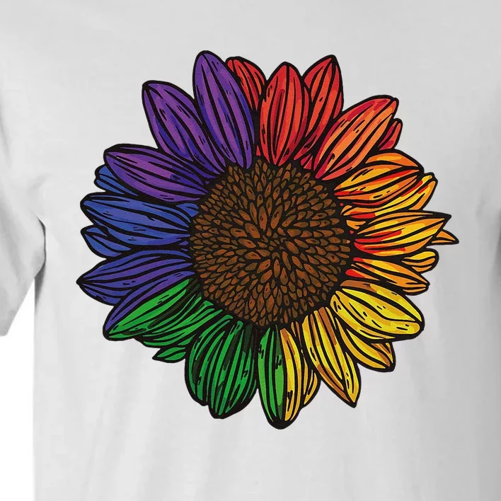 Rainbow Sunflower LGBTQ Flag Pride Month Tall T-Shirt