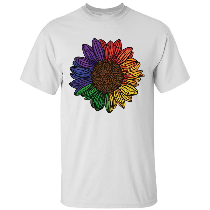 Rainbow Sunflower LGBTQ Flag Pride Month Tall T-Shirt