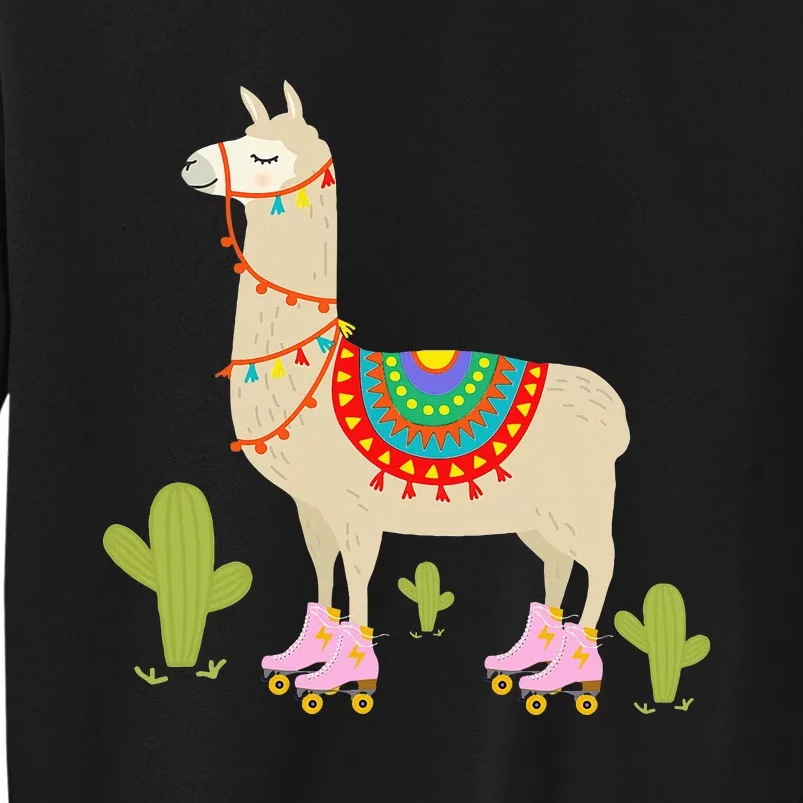 Roller Skating Llama Retro Roller Skater Animal Sweatshirt