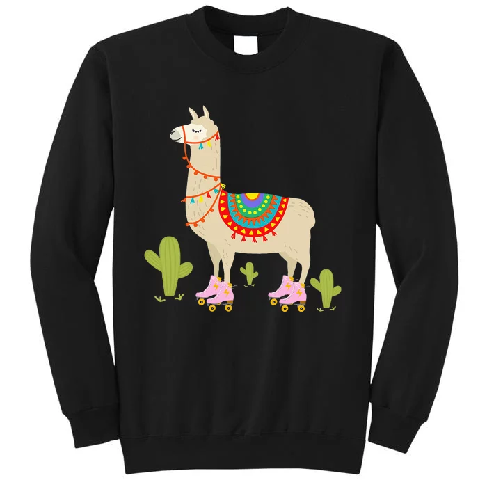 Roller Skating Llama Retro Roller Skater Animal Sweatshirt