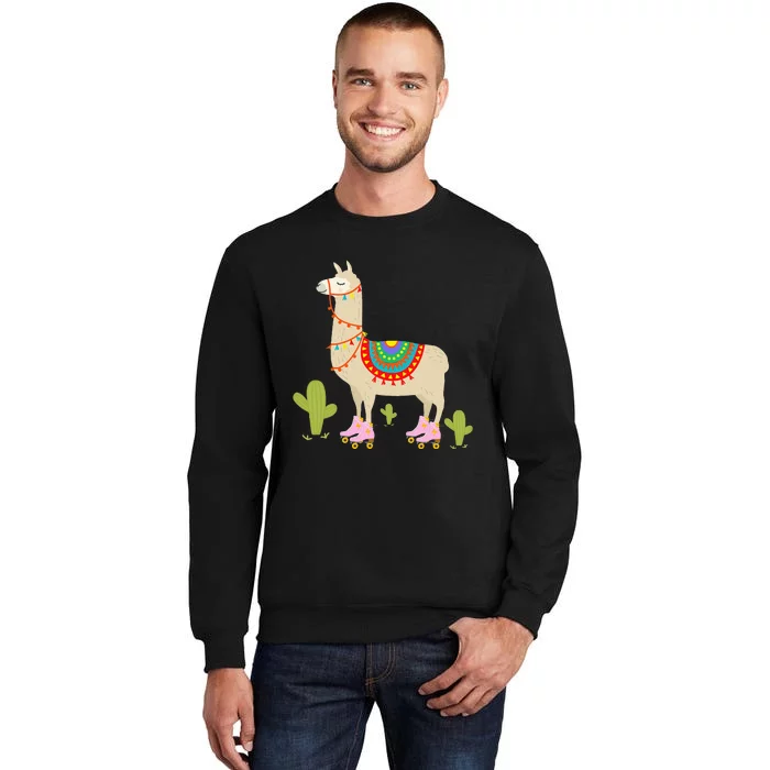 Roller Skating Llama Retro Roller Skater Animal Tall Sweatshirt