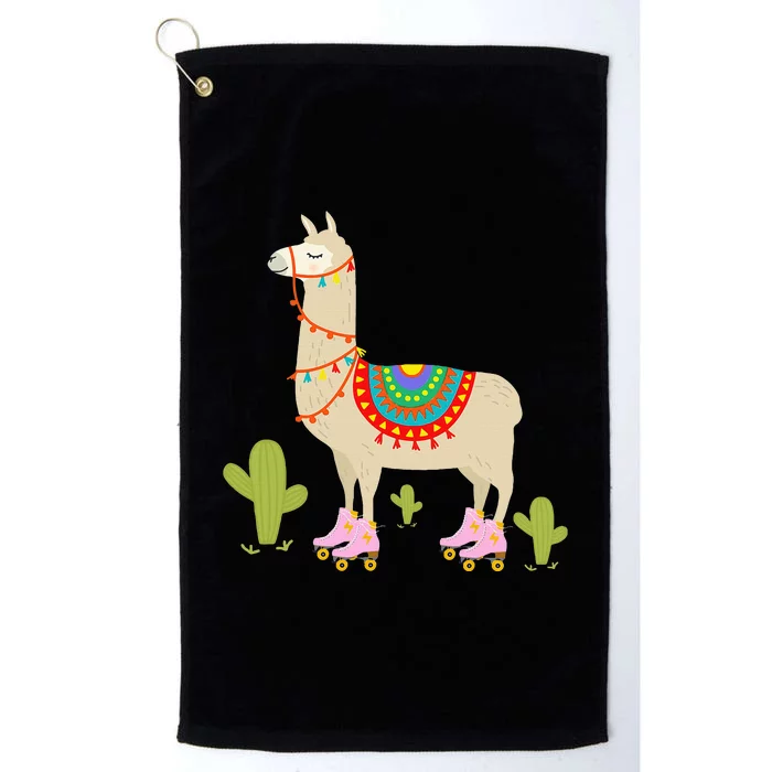 Roller Skating Llama Retro Roller Skater Animal Platinum Collection Golf Towel