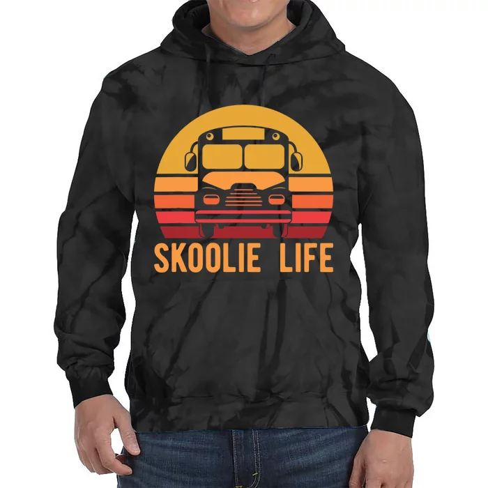 Retro Skoolie Life Converted School Bus Home Lifestyle Tie Dye Hoodie