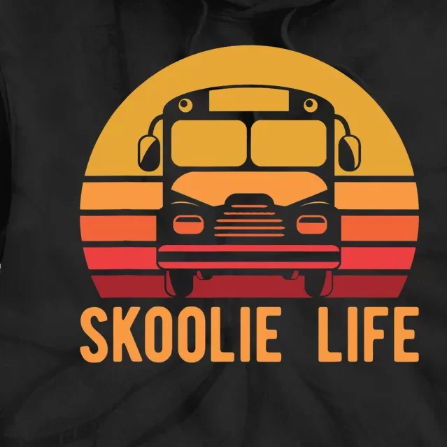 Retro Skoolie Life Converted School Bus Home Lifestyle Tie Dye Hoodie