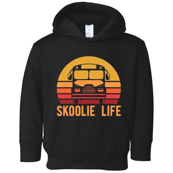 Retro Skoolie Life Converted School Bus Home Lifestyle Toddler Hoodie