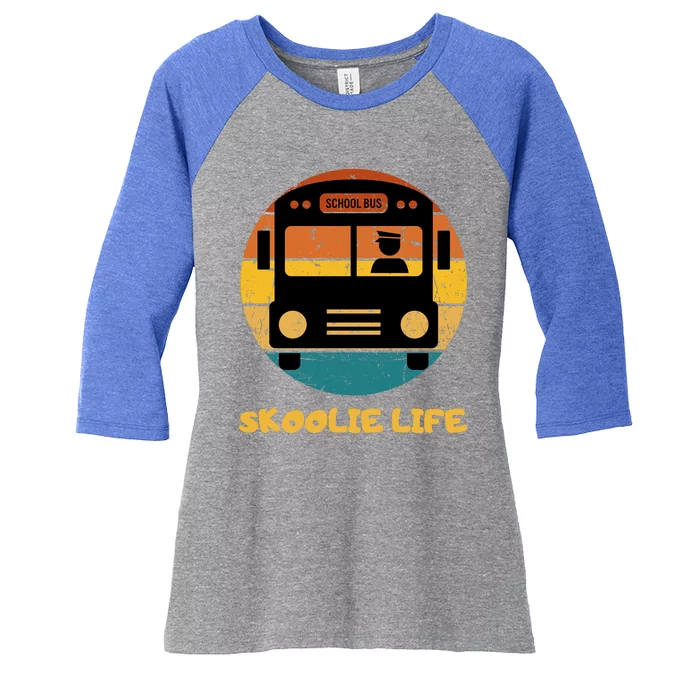 Retro Skoolie Life Converted School Bus Home Lifestyle Women's Tri-Blend 3/4-Sleeve Raglan Shirt