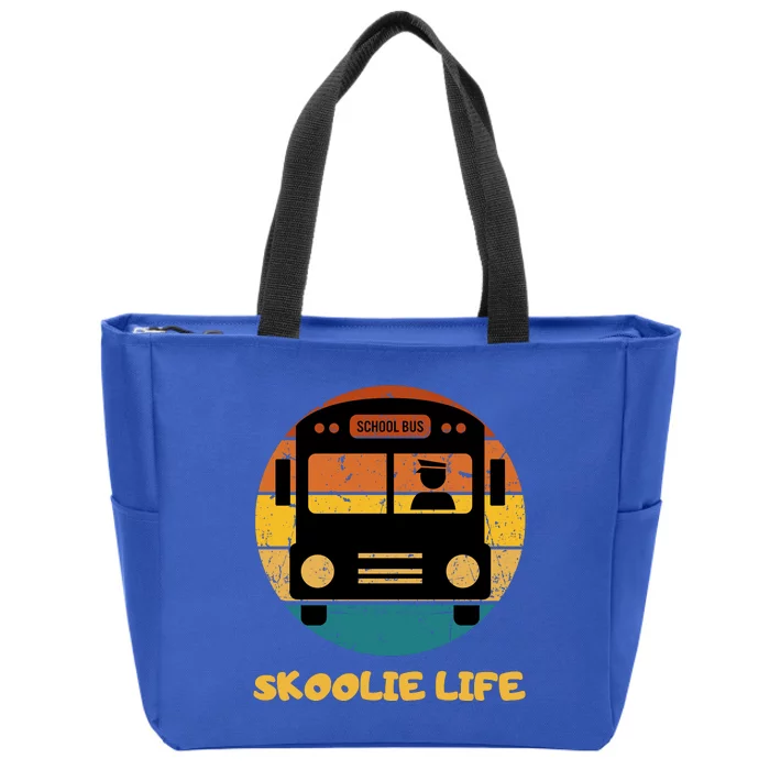 Retro Skoolie Life Converted School Bus Home Lifestyle Zip Tote Bag