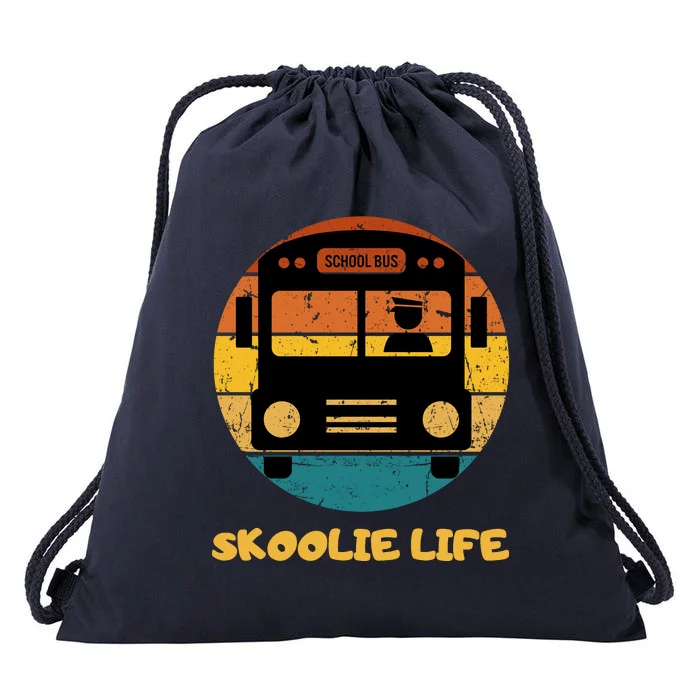 Retro Skoolie Life Converted School Bus Home Lifestyle Drawstring Bag