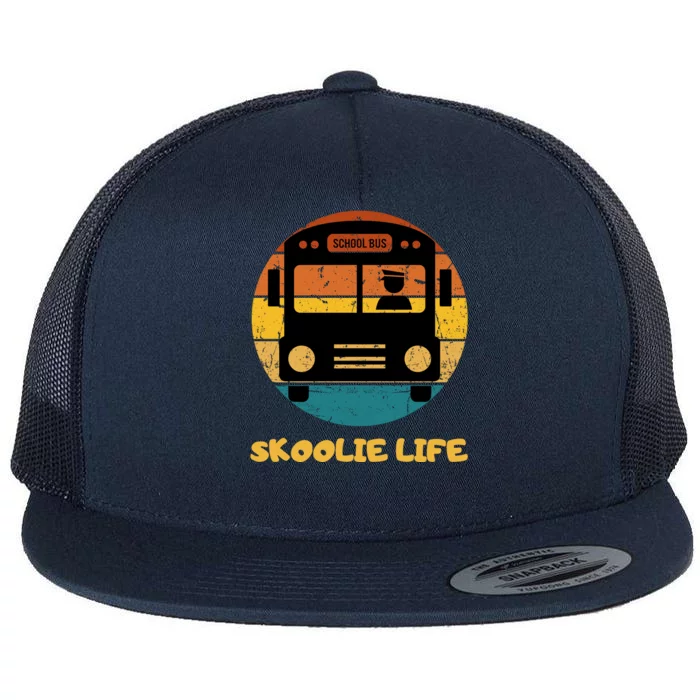 Retro Skoolie Life Converted School Bus Home Lifestyle Flat Bill Trucker Hat