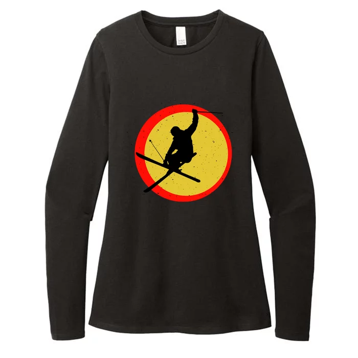 Retro Skiing Logo Womens CVC Long Sleeve Shirt