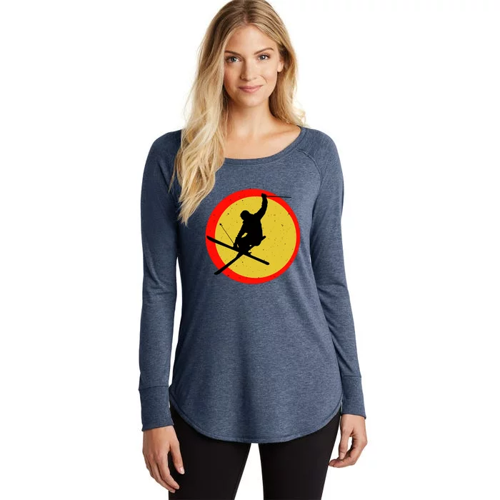 Retro Skiing Logo Women's Perfect Tri Tunic Long Sleeve Shirt