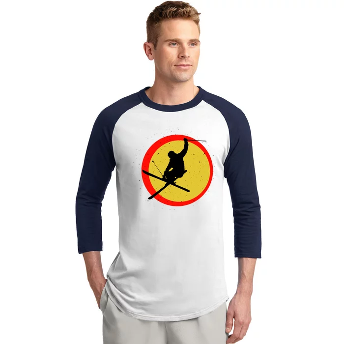 Retro Skiing Logo Baseball Sleeve Shirt