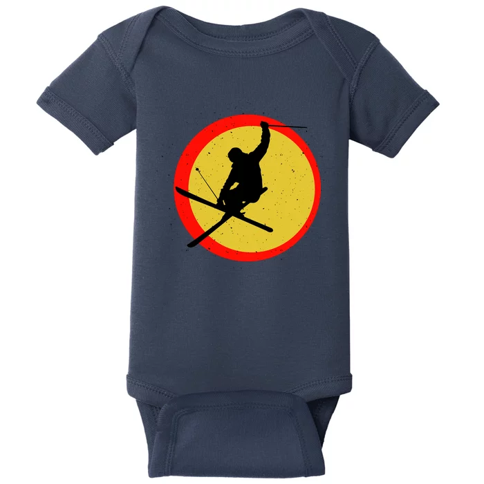 Retro Skiing Logo Baby Bodysuit