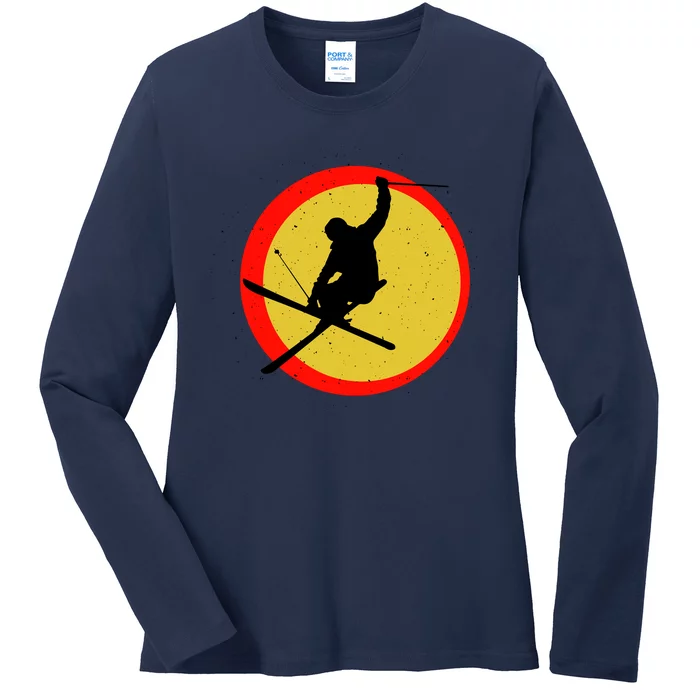 Retro Skiing Logo Ladies Long Sleeve Shirt