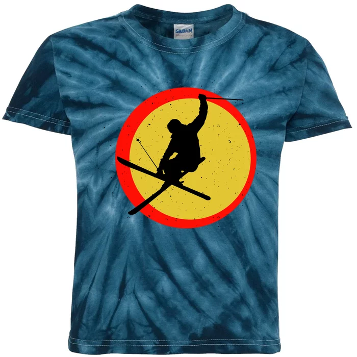 Retro Skiing Logo Kids Tie-Dye T-Shirt