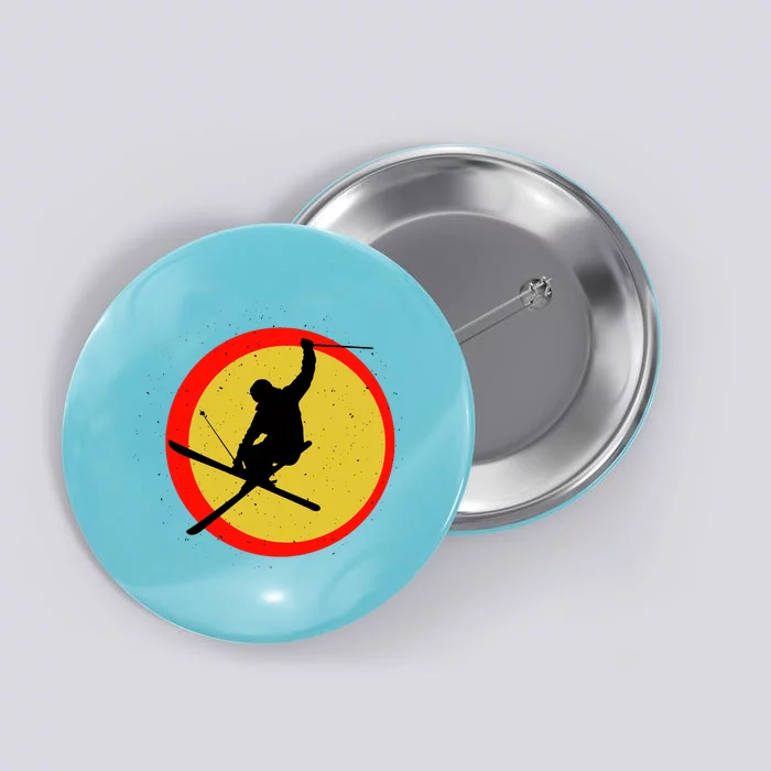 Retro Skiing Logo Button