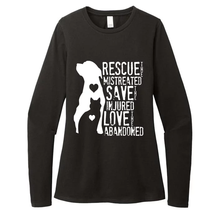 Rescue Save Love Animal Rescue Dog Lover Cat Lover Womens CVC Long Sleeve Shirt