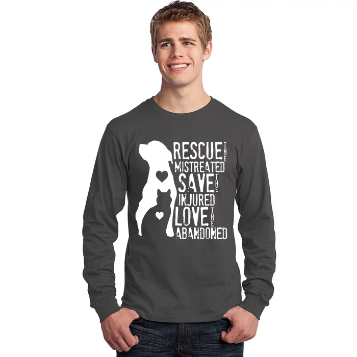 Rescue Save Love Animal Rescue Dog Lover Cat Lover Long Sleeve Shirt