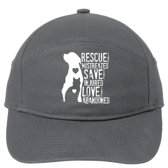 Rescue Save Love Animal Rescue Dog Lover Cat Lover 7-Panel Snapback Hat