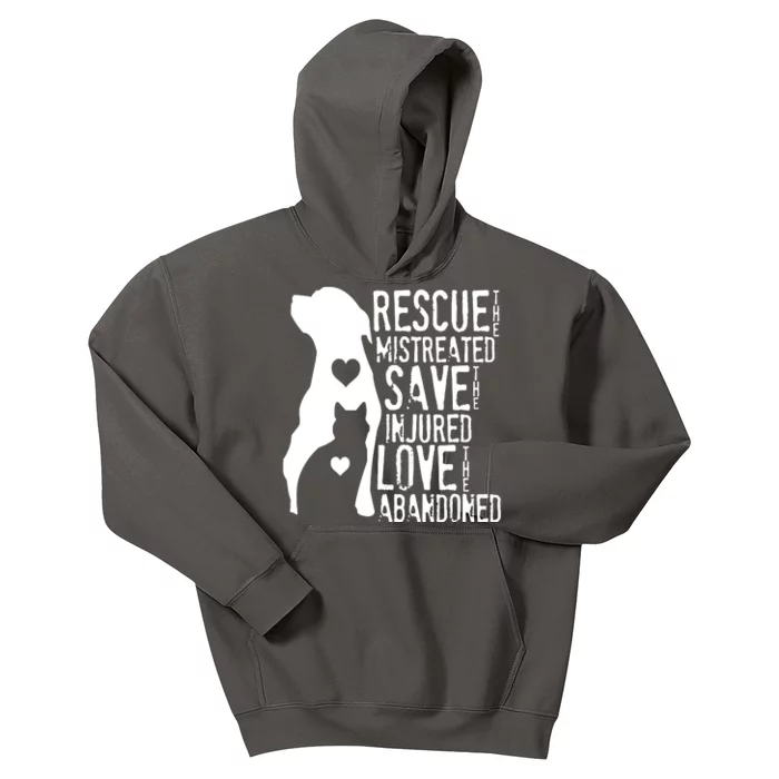 Rescue Save Love Animal Rescue Dog Lover Cat Lover Kids Hoodie