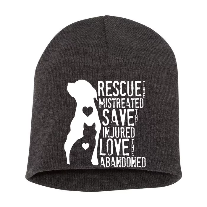 Rescue Save Love Animal Rescue Dog Lover Cat Lover Short Acrylic Beanie