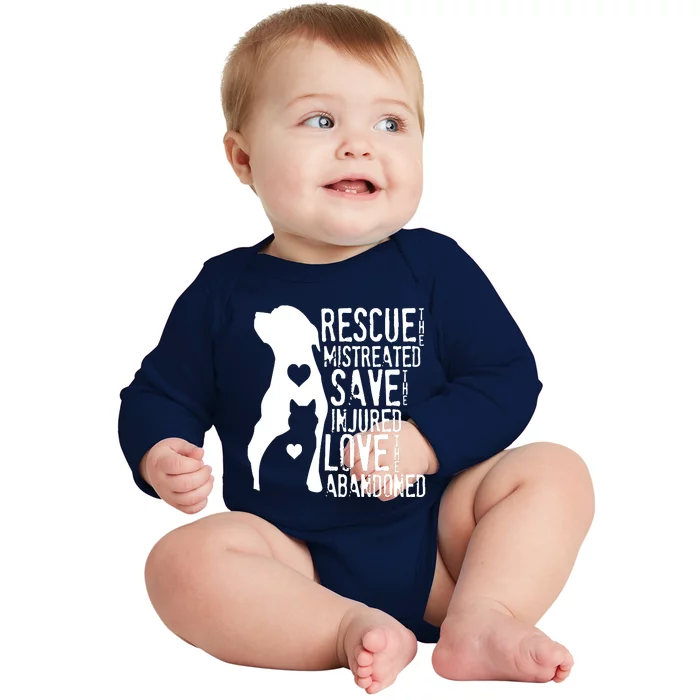 Rescue Save Love Animal Rescue Dog Lover Cat Lover Baby Long Sleeve Bodysuit