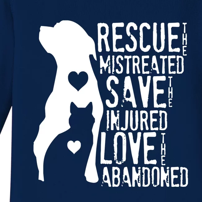 Rescue Save Love Animal Rescue Dog Lover Cat Lover Baby Long Sleeve Bodysuit