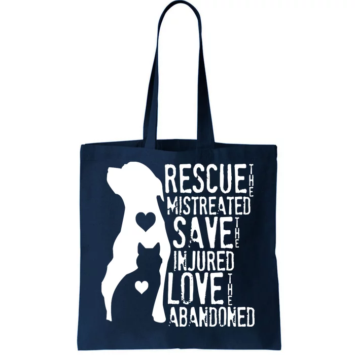 Rescue Save Love Animal Rescue Dog Lover Cat Lover Tote Bag