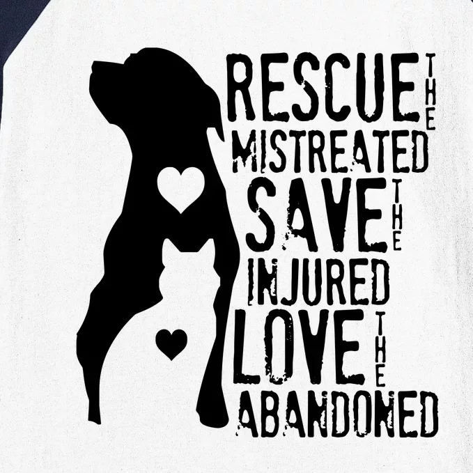 Rescue Save Love Animal Rescue Dog Lover Cat Lover Baseball Sleeve Shirt