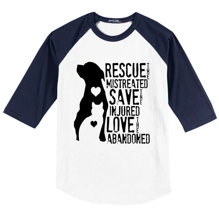 Rescue Save Love Animal Rescue Dog Lover Cat Lover Baseball Sleeve Shirt