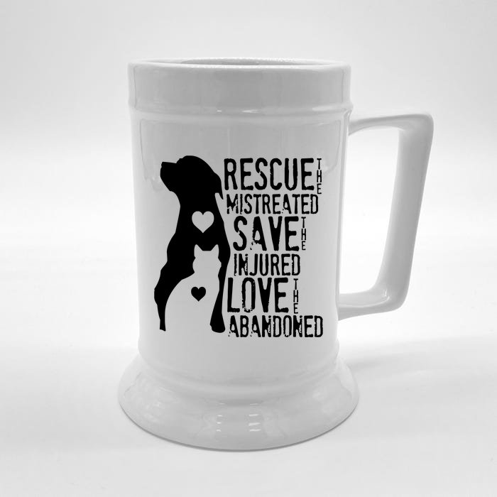 Rescue Save Love Animal Rescue Dog Lover Cat Lover Front & Back Beer Stein