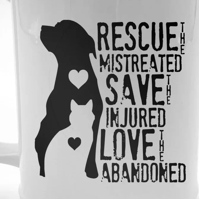 Rescue Save Love Animal Rescue Dog Lover Cat Lover Front & Back Beer Stein