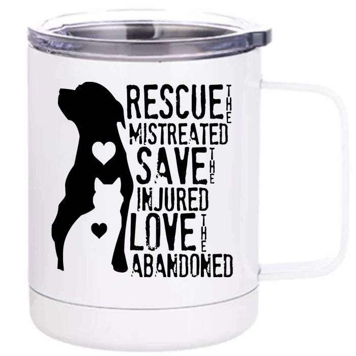 Rescue Save Love Animal Rescue Dog Lover Cat Lover Front & Back 12oz Stainless Steel Tumbler Cup